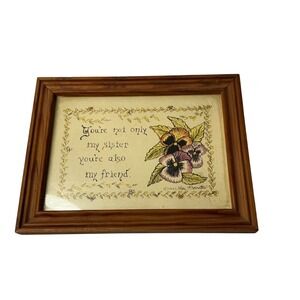 Vintage‎ Sister Friend Framed Art Print Pansies Floral 1995